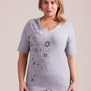 Wholesale Plus Size Grey Hoodie with Print