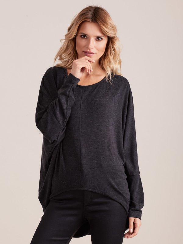 Wholesale Graphite asymmetric oversize blouse