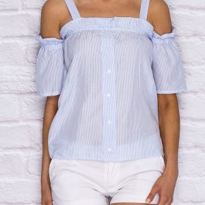 Wholesale Blue blouse with thin stripes