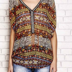 Wholesale Orange Patterned Blouse