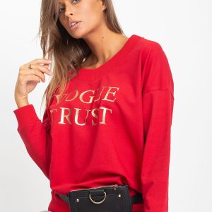 Wholesale Red Cotton Oversize Print Sweatshirt