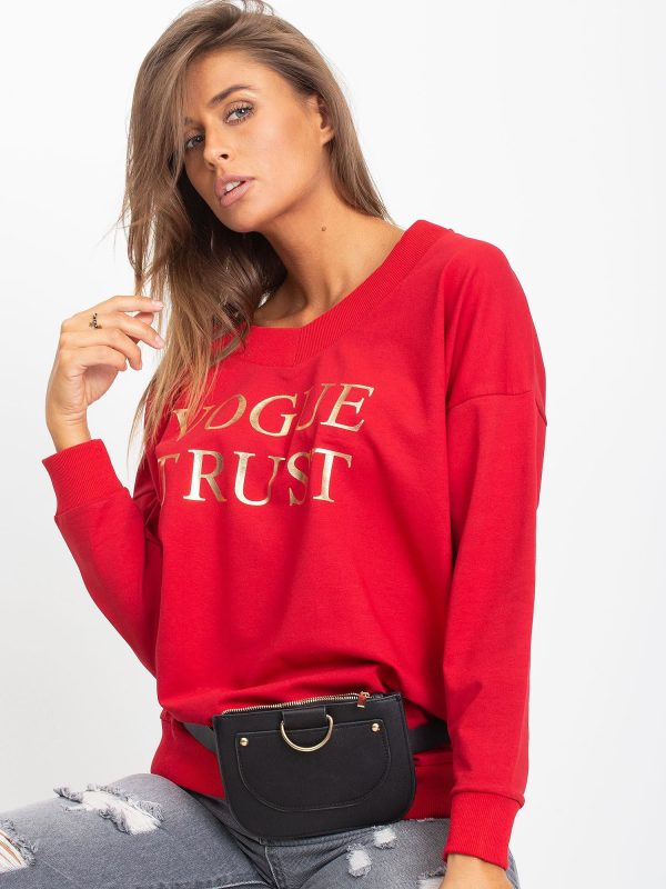 Wholesale Red Cotton Oversize Print Sweatshirt