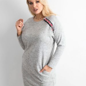 Wholesale Plus Size Light Grey Knitted Dress