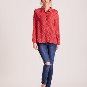 Wholesale Red Shirt with Sea Print