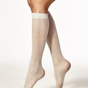 Wholesale Knee socks in plant patterns silver