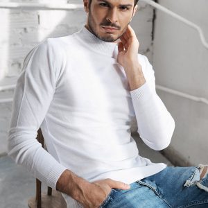 Wholesale White Men's Turtleneck Sweater