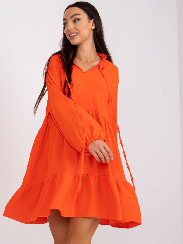 Wholesale Orange Ruffle Mini Dress