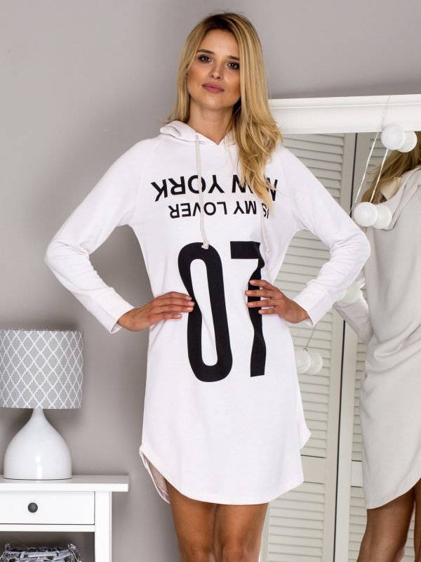 Wholesale Ecru sweatshirt dress with inscription