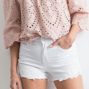 Wholesale White shorts with lace