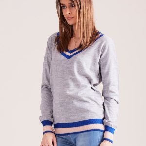 Wholesale Grey light V-neck sweater