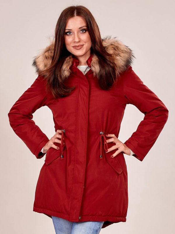 Wholesale Burgundy double-sided winter jacket