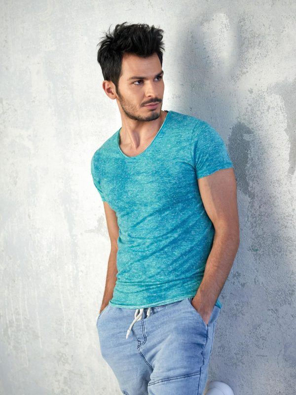 Wholesale Turquoise melange men's t-shirt