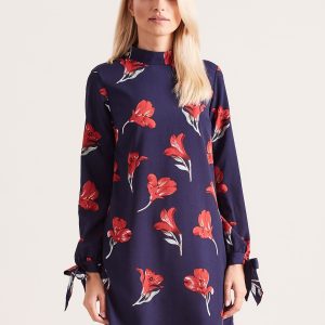 Wholesale Navy Blue Floral Mini Dress