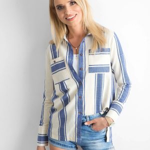 Wholesale Ecru-blue striped shirt