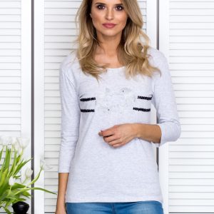 Wholesale Light grey blouse with dolphins