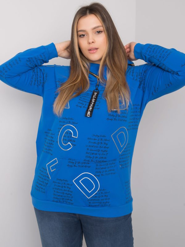 Wholesale Dark blue plus size sweatshirt with Adele applique