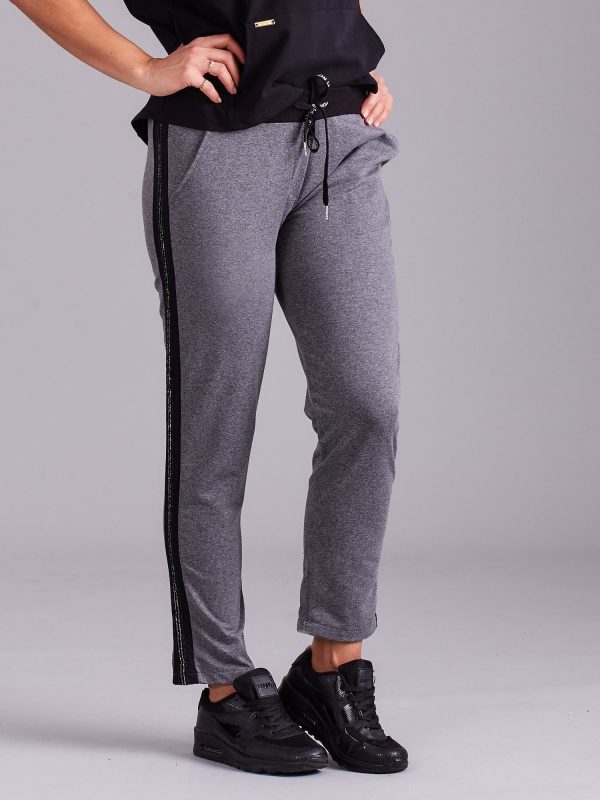 Wholesale Dark grey trousers with stripes