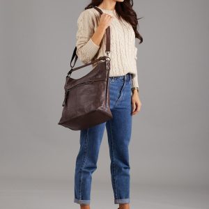 Wholesale Soft dark brown bag with detachable strap