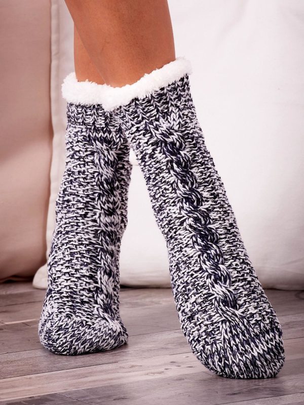 Wholesale Navy blue knitted socks for winter