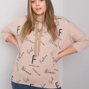 Wholesale Light beige plus size blouse with Mary prints