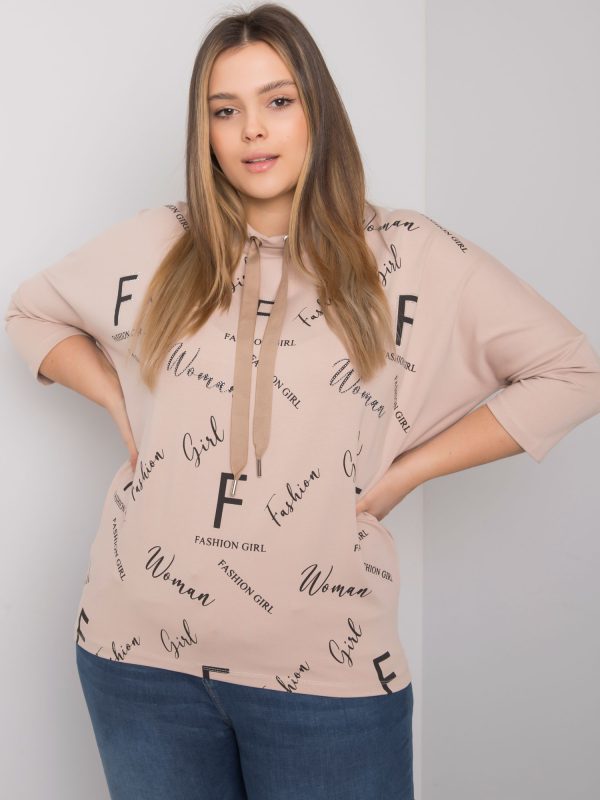 Wholesale Light beige plus size blouse with Mary prints