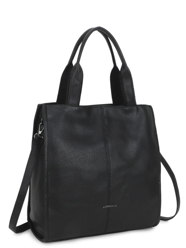 Wholesale LUIGISANTO black eco leather shopper bag