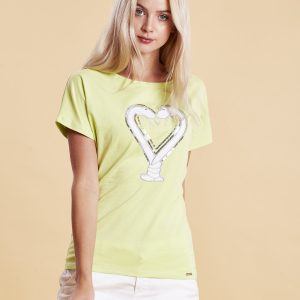 Wholesale Women's T-shirt with snake motif lime