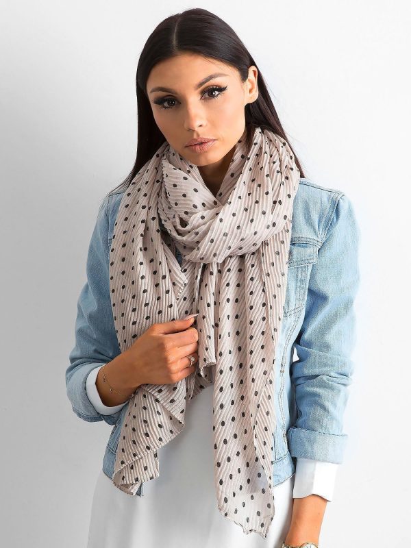 Wholesale Beige pleated polka dot scarf