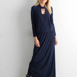 Wholesale Navy blue maxi dress with cutout