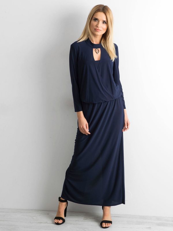 Wholesale Navy blue maxi dress with cutout