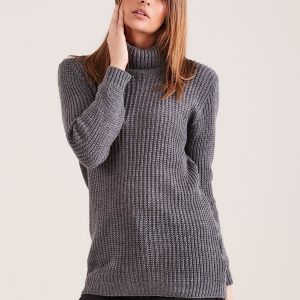 Wholesale Dark Grey Turtleneck Sweater