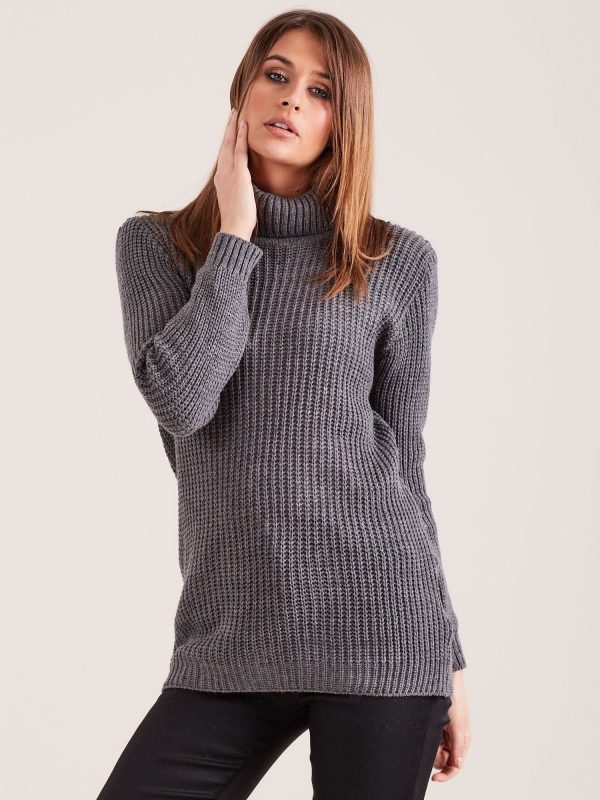 Wholesale Dark Grey Turtleneck Sweater