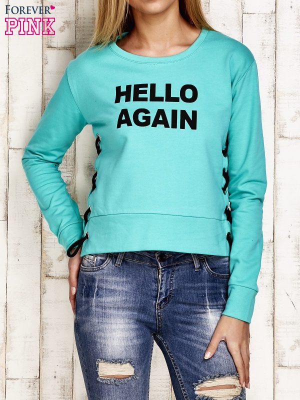 Wholesale Lace up sweatshirt green with inscription