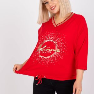 Wholesale Red plus size blouse with V-neck Maileen