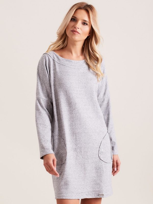 Wholesale Grey dress with pockets