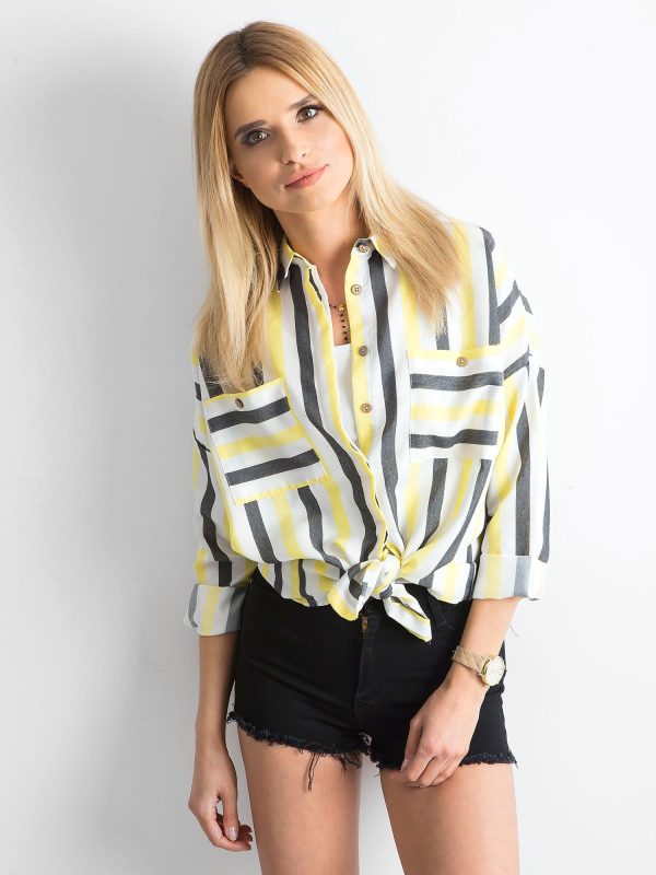 Wholesale Yellow and black striped oversize shirt