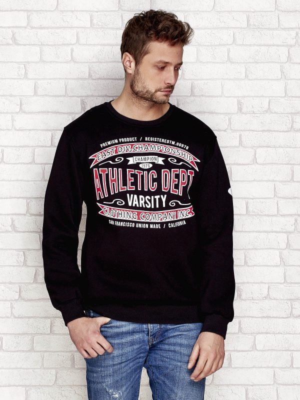 Wholesale Men's sweatshirt with sports inscriptions black