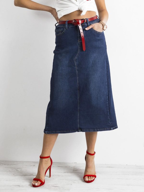 Wholesale Blue trapezoidal denim skirt