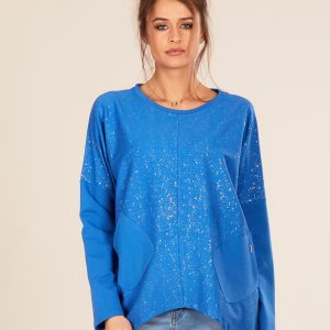 Wholesale Blue oversized blouse with pockets