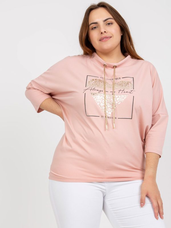 Wholesale Dirty Pink Casual Plus Size Cotton Blouse