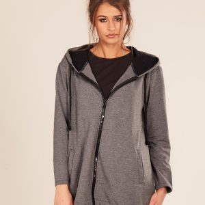 Wholesale Dark Grey Asymmetrical Hoodie