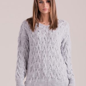 Wholesale Grey braided sweater