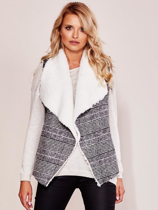 Wholesale Dark Grey Plaid Vest