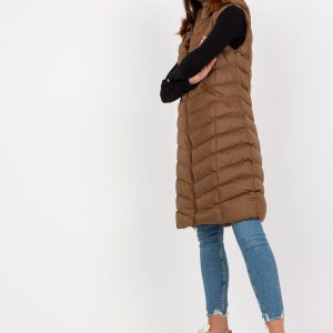 Wholesale Brown quilted down vest with pockets RUE PARIS