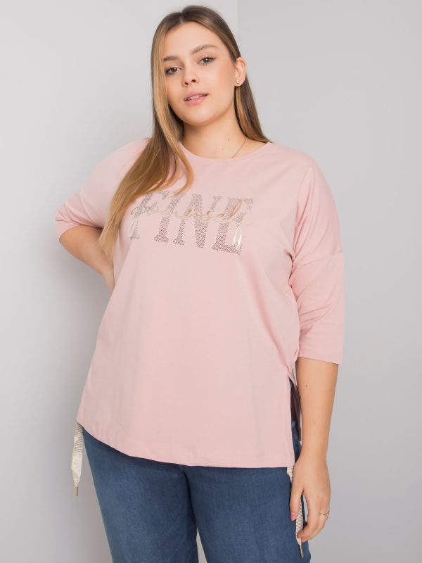 Wholesale Dirty pink plus size blouse with rhinestones Elena