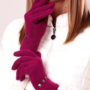 Wholesale Women's fuchsia gloves with studs