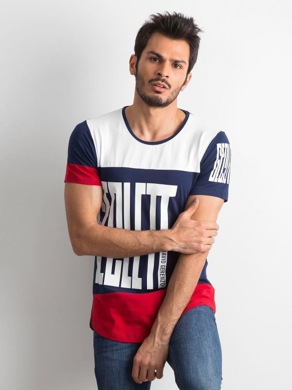 Wholesale White and navy blue men's t-shirt