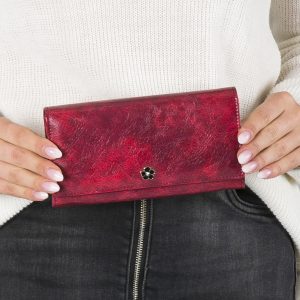 Wholesale Red Olong Leather Wallet