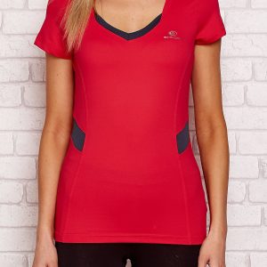 Wholesale Red T-shirt with contrasting inserts PLUS SIZE