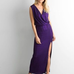 Wholesale Purple maxi dress with slit